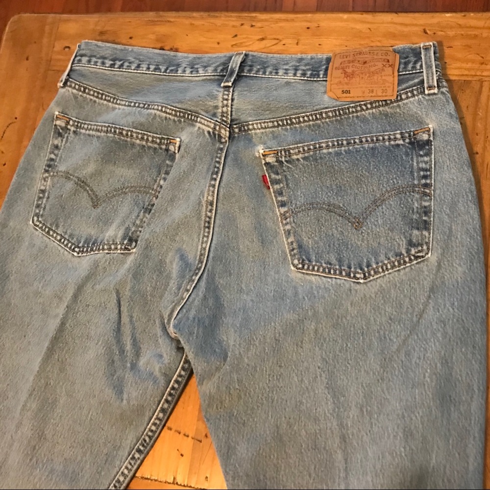 Vintage Worn Faded Levi’s 501 Button Fly Jeans 38 - Picture 2 of 9